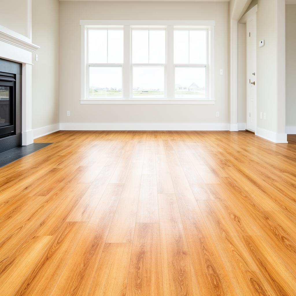 After — Worn floors to tan LVP