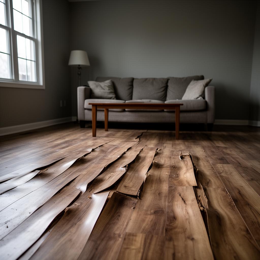 Before — Buckled laminate to grey LVP